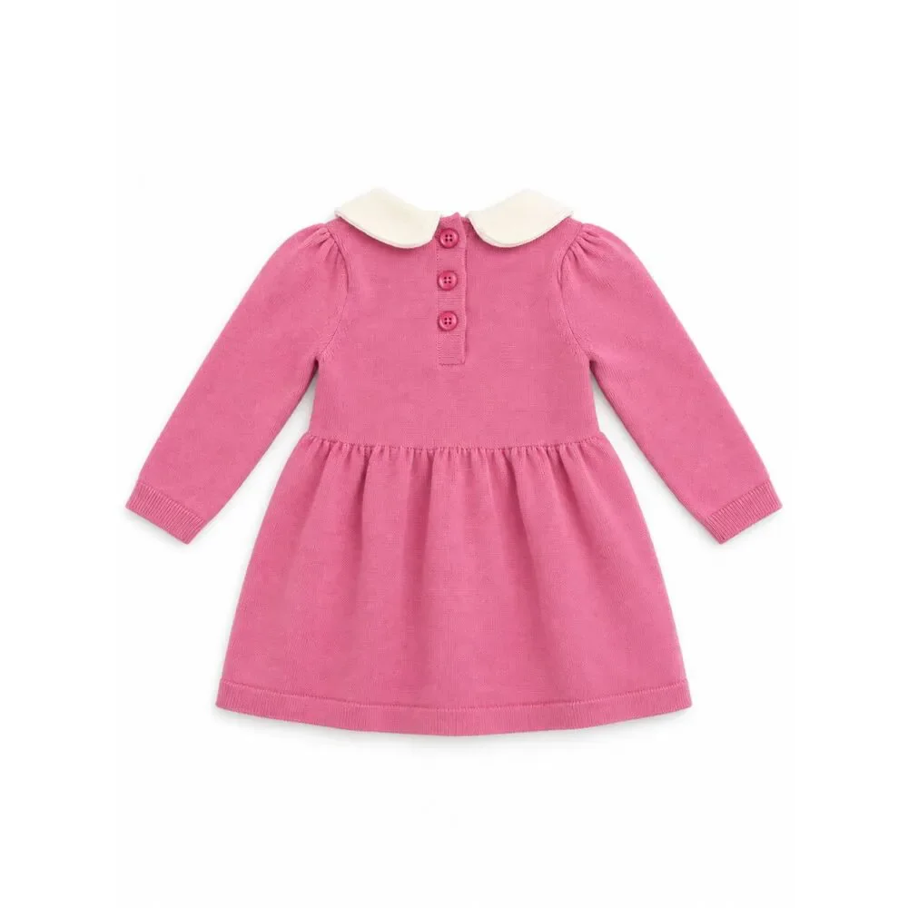 Homegrown by Gymboree Baby Girl 0-3M Knit Dress Embroidered Peter Pan Collar